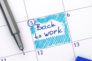 back to work date on calendar